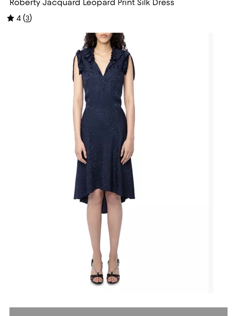 Zadig&Voltaire silk Navy Ruffle-Shoulder Midi Dress